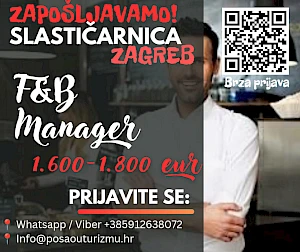 VODITELJ POSLOVNICA / VODITELJ RESTORANA / FB MANAGER (m/ž) - CAFFE BAR / SLASTIČARNICE - ZAGREB