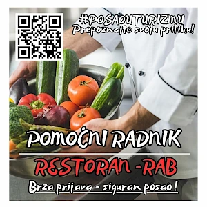 POMOĆNI RADNIK KUHINJA (m/ž) - Restoran, Rab