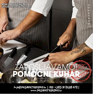 POMOĆNI KUHAR (m/ž) - Hotel, Restoran, Hvar