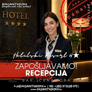 RECEPCIONER / RECEPCIONERKA (m/ž) - Resort 4*, Bar, Crna Gora