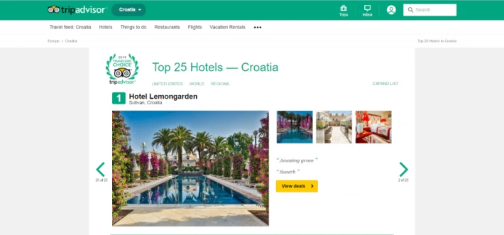 Hrvatski hoteli na TOP listama